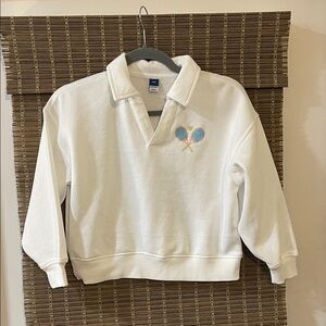 Old Navy White Sweatshirt with Tennis Embroidery